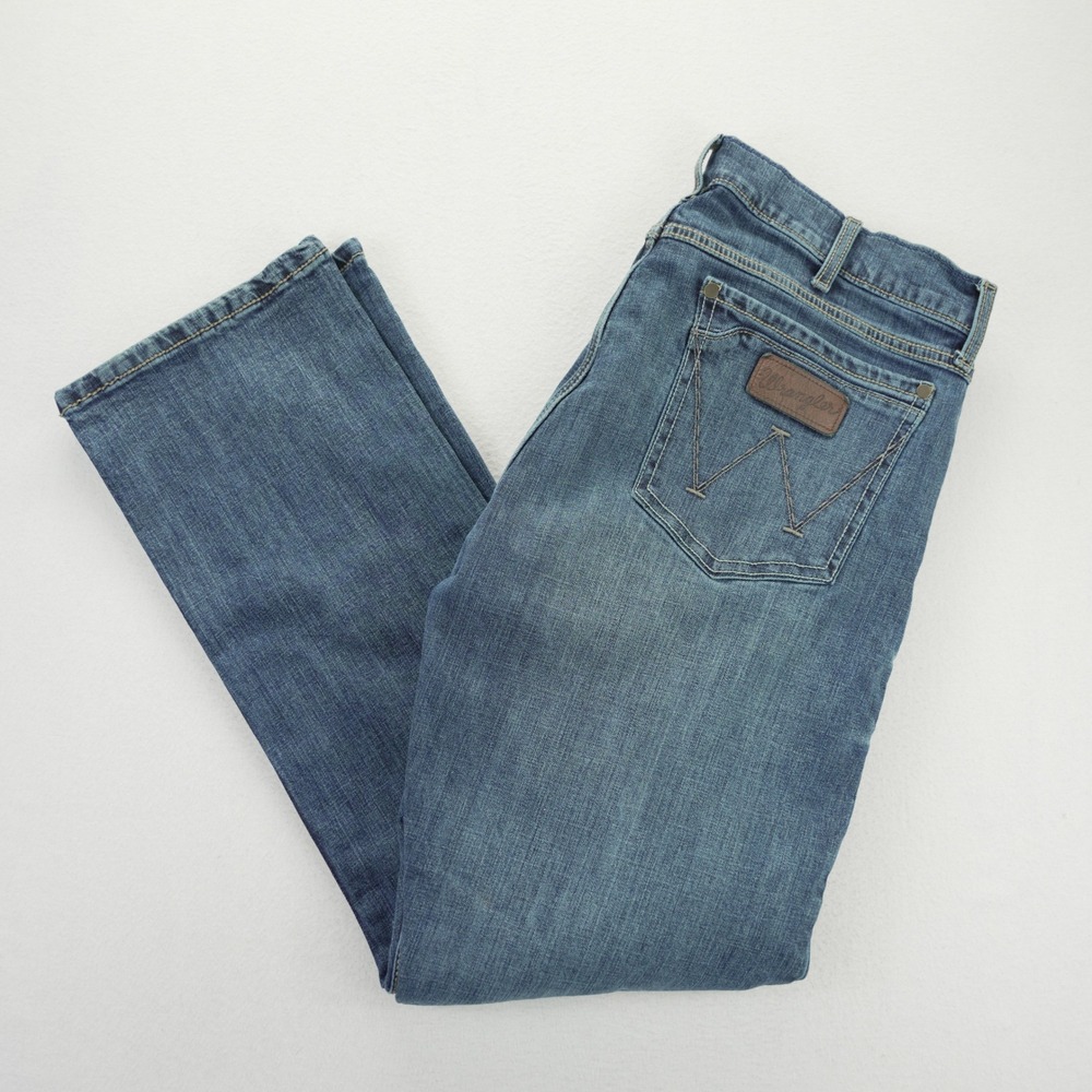 Wrangler Retro Mens Slim Bootcut Jeans Medium Wash Denim Blue W34 L30 - Picture 10 of 10